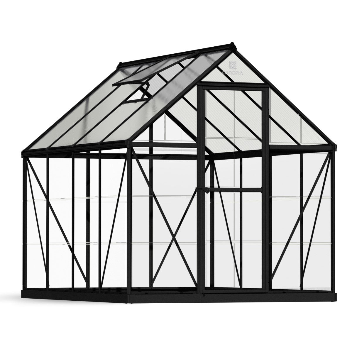 Palram - Canopia | Hybrid 6x8 ft - Black Frame With Polycarbonate Hybrid Panels