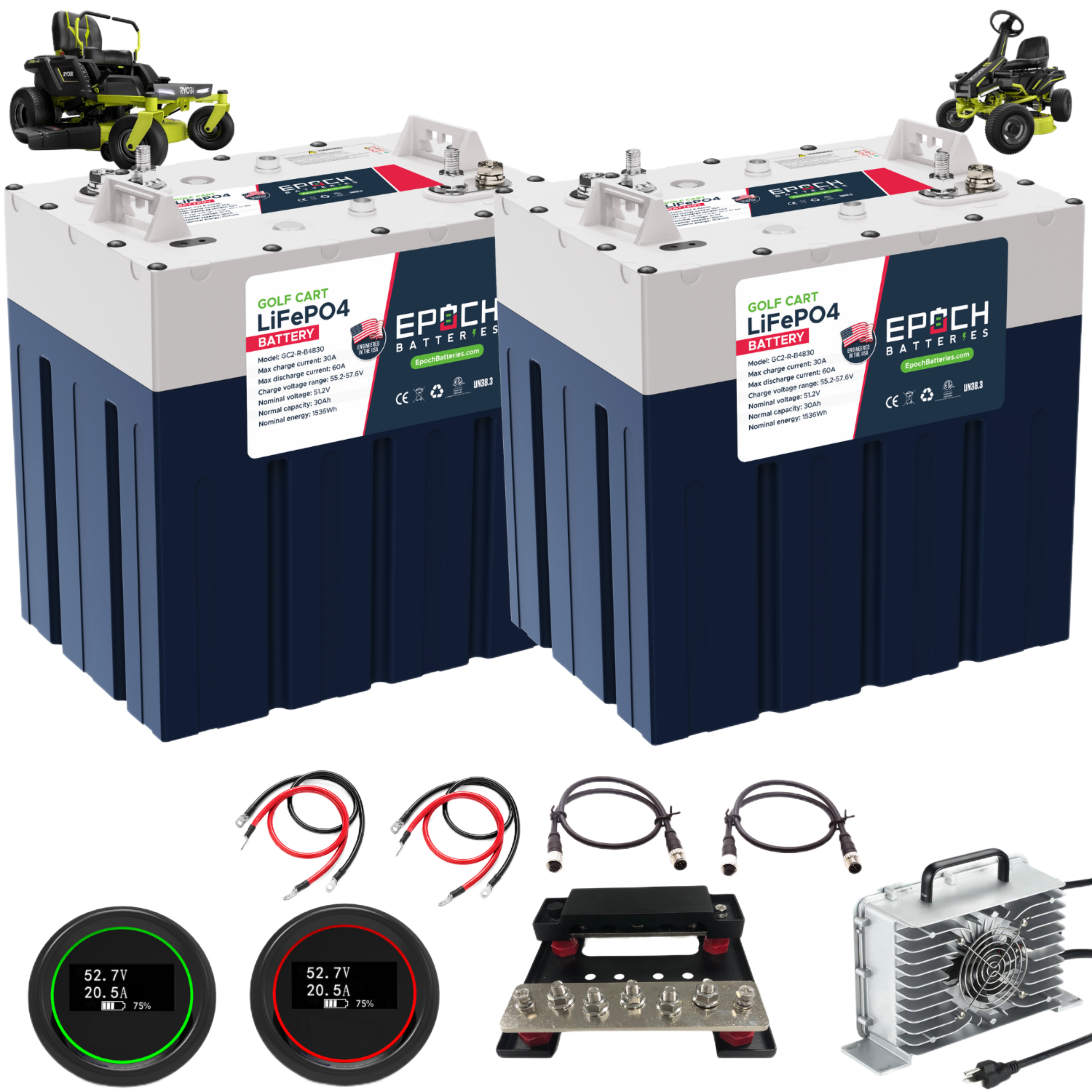 Epoch 48V 60Ah Ryobi Electric Lawn Motor - Replacement Lithium Battery Kit (Ryobi-48V-60Ah-Kit)