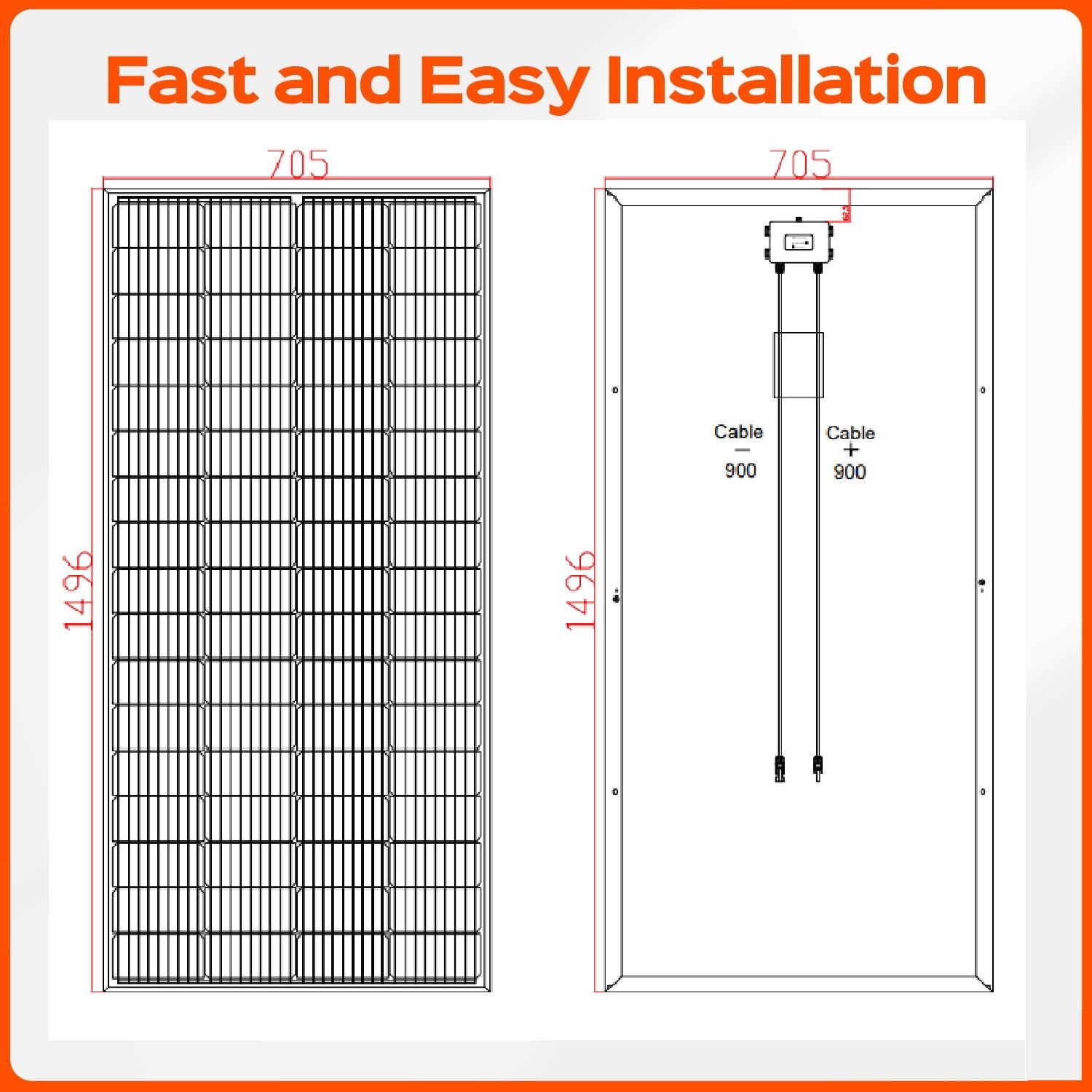 ACOPOWER 200 Watt 24 Volt 9BB Cell Monocrystalline Solar Panel HY200-24M