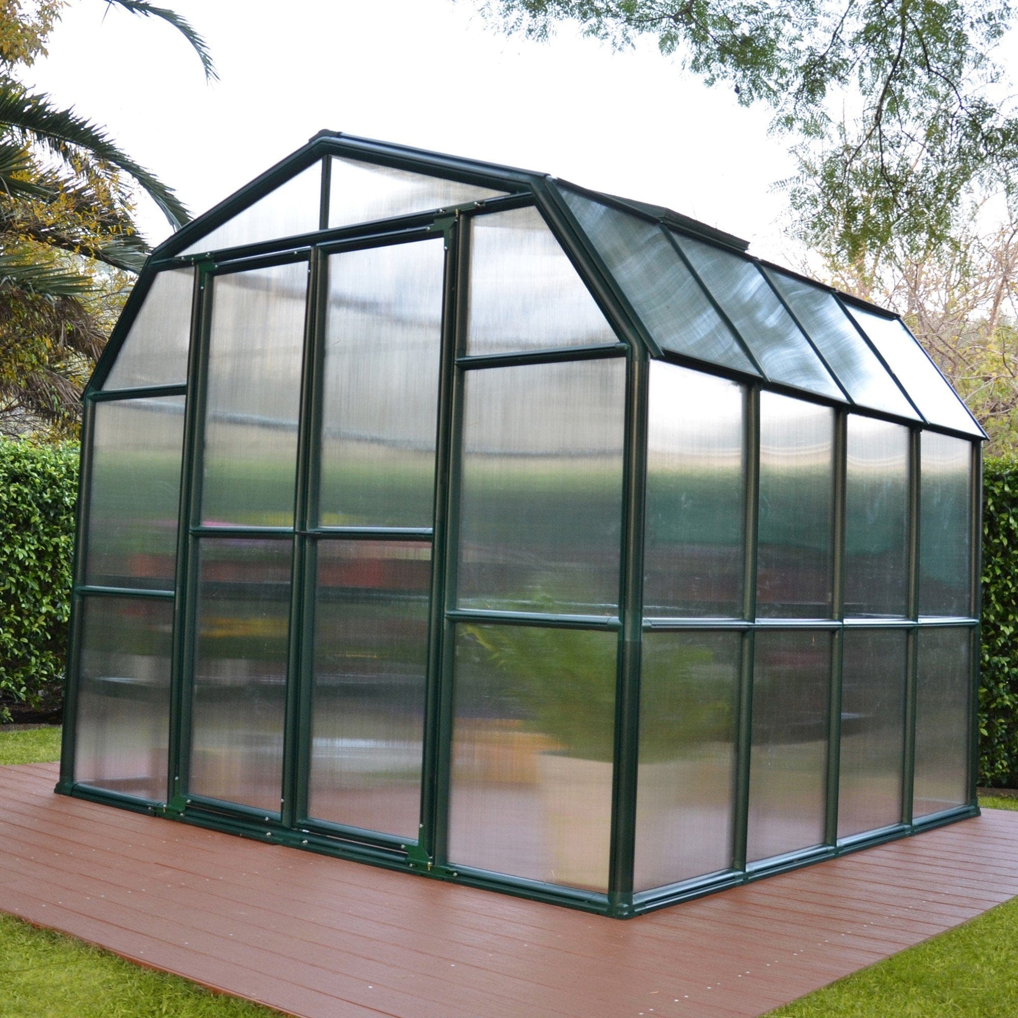 Palram - Canopia | Grand Gardener Greenhouse Kit - 8 Ft Wide - Green - 6mm Twin-wall Polycarbonate Glazing