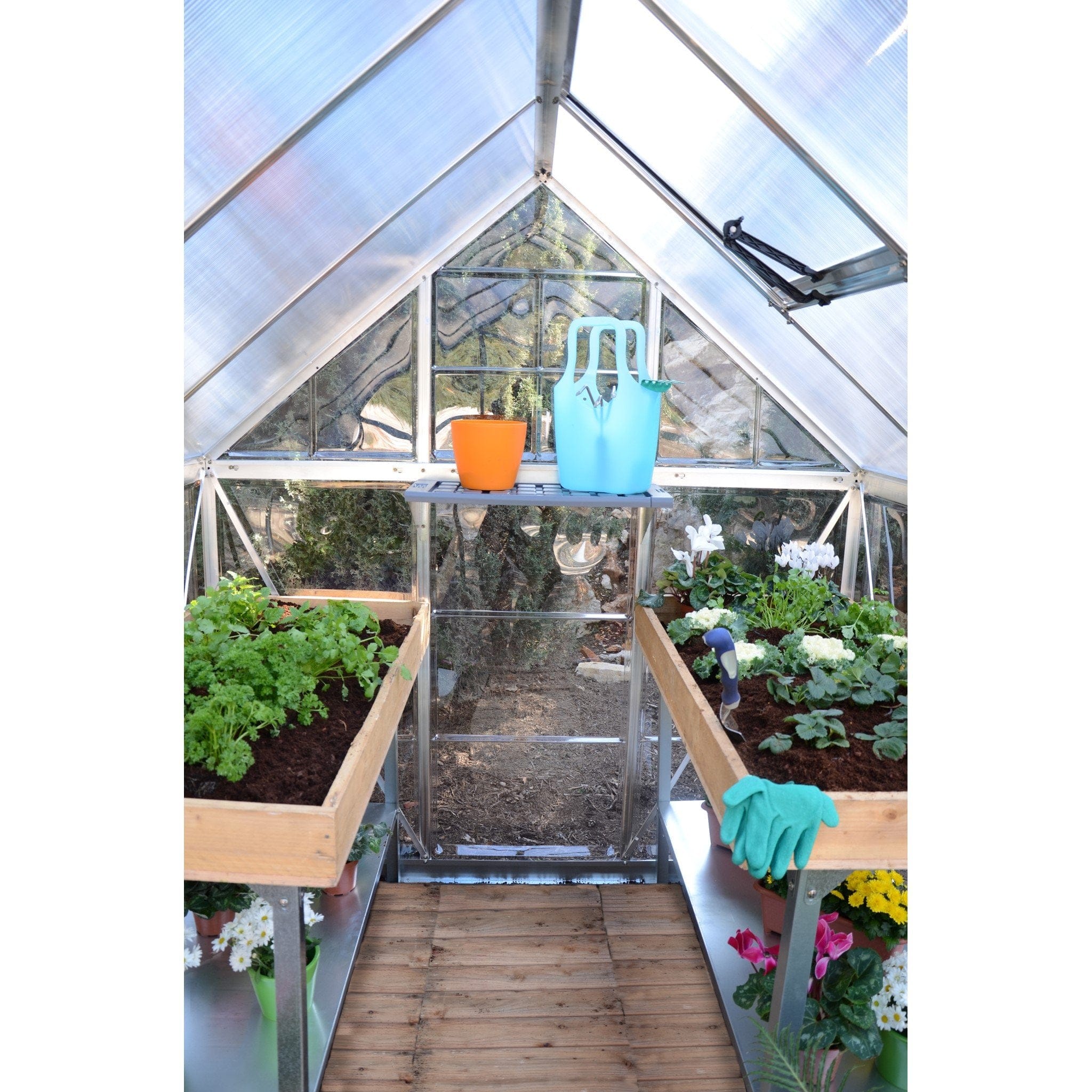 Palram - Canopia | 6x4 Ft Hybrid Greenhouse Kit - Green With 0.8mm Polycarbonate Glazing