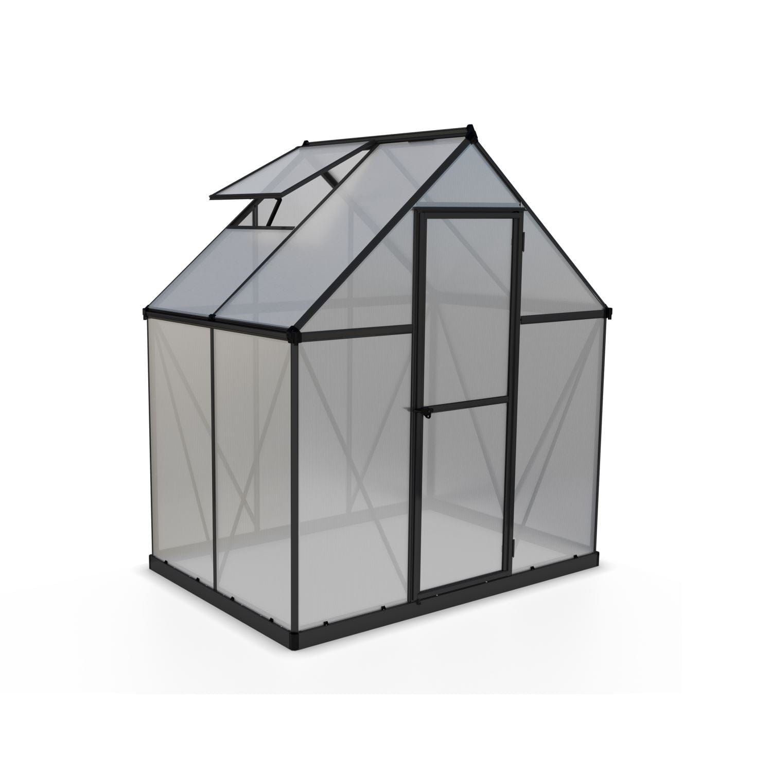 Palram - Canopia | 6x4 Ft Mythos Greenhouse Kit - Gray With 4mm Twin-wall Polycarbonate Glazing