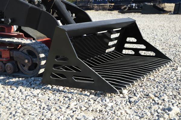 Loflin Fabrication | Rock Bucket | 36" - 50" Width | For Mini Skid Steers & Tractors