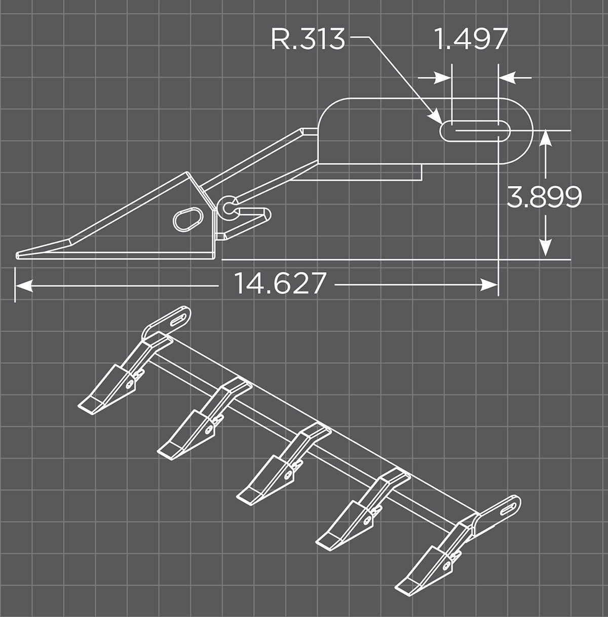 Loflin Fabrication | Toothbars | 34 3/4" - 82 3/4" | For Mini Low Pro and Low Pro Bucket