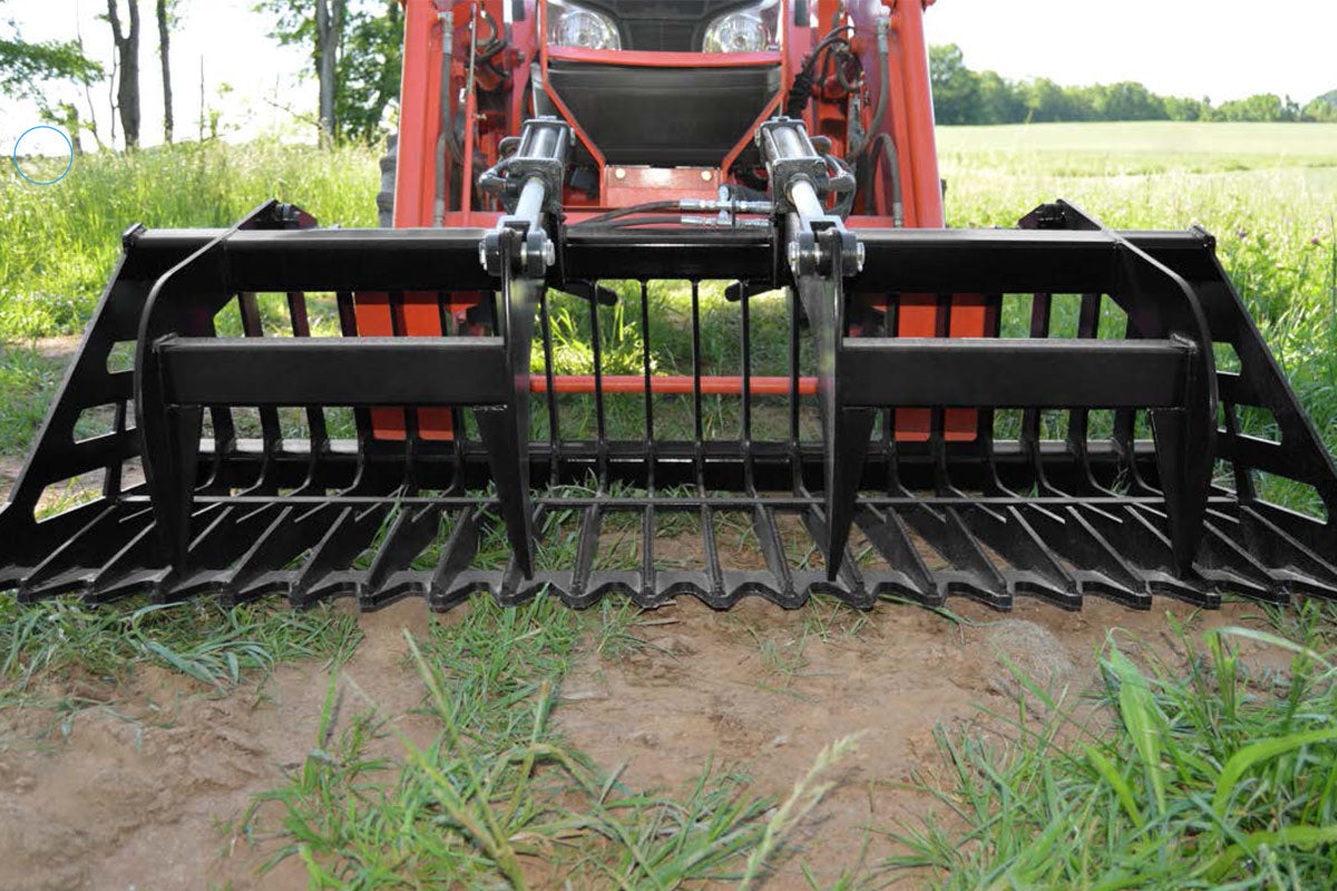 Loflin Fabrication | Compact Tractor Rock Bucket Grapple | 60" - 84" | For Compact Tractor