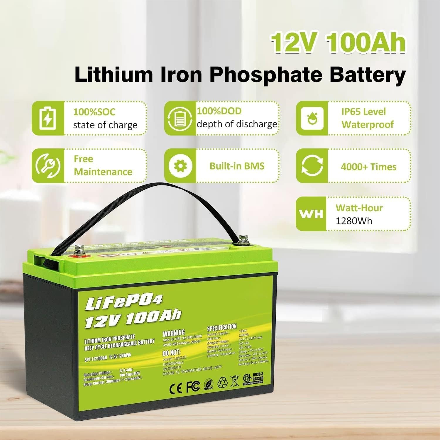 ACOPOWER 12V 100Ah LiFePO4 Deep Cycle Lithium Battery HY-Li100Ah