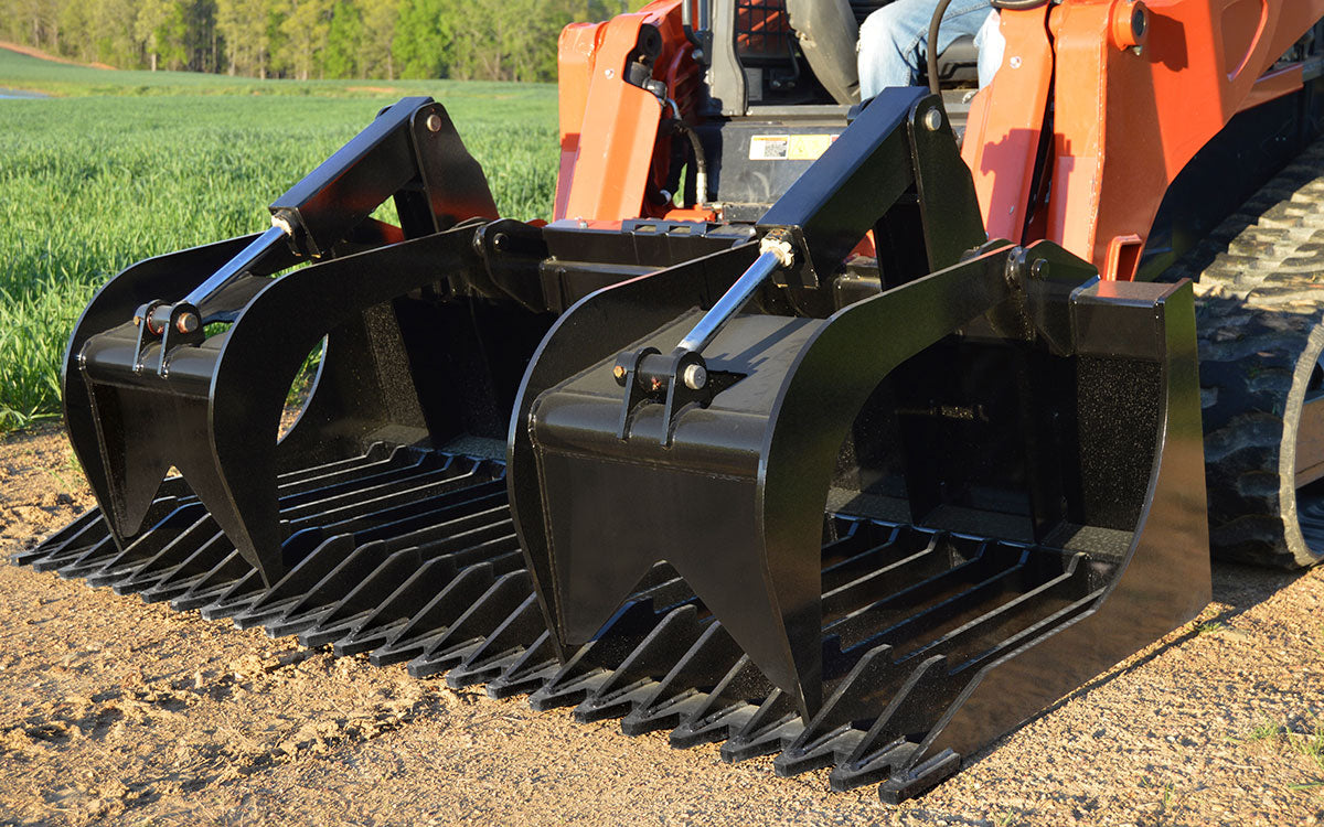 Loflin Fabrication | Xtra Heavy Duty Rock Bucket Grapple | 66" - 84" | For Skid Steer
