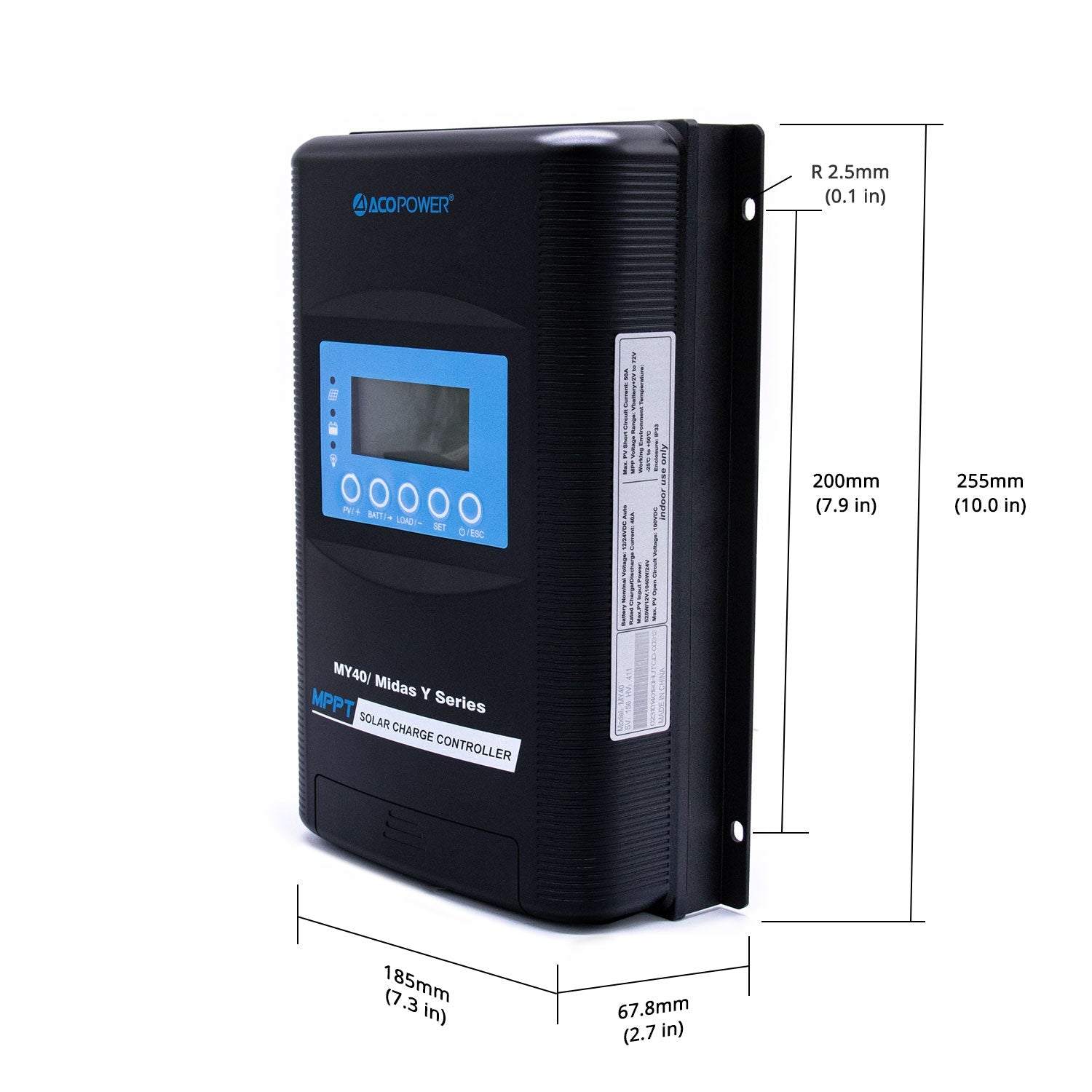 ACOPOWER Midas 40 Amp MPPT Solar Charge Controller with MT-50 HY-MY40+MT50