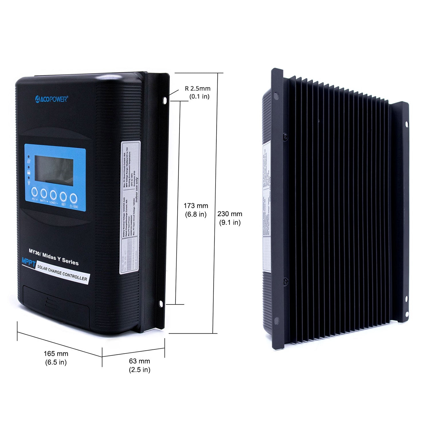 ACOPOWER Midas 30 Amp MPPT Solar Charge Controller with MT-50 HY-MY30+MT50