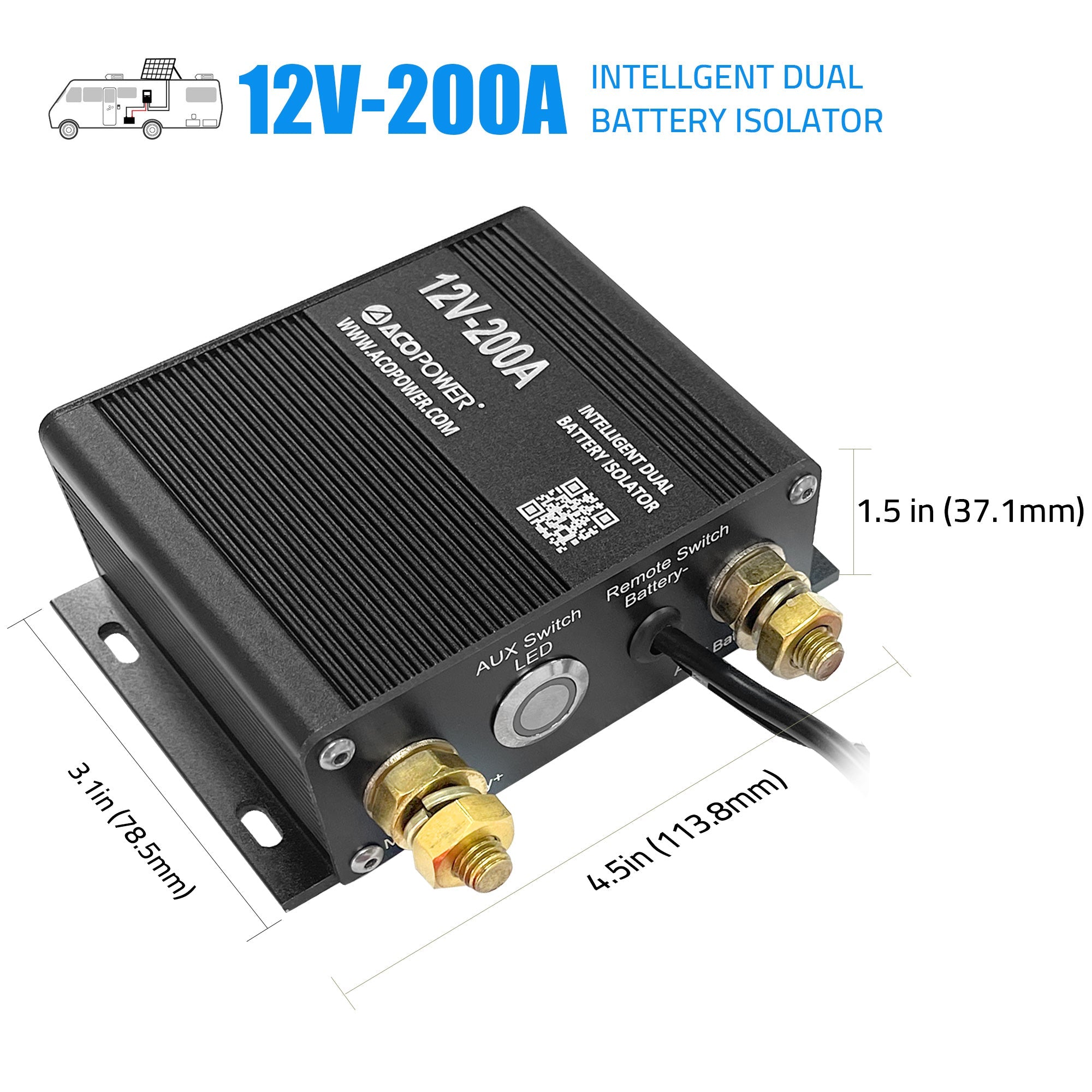 ACOPOWER 12V 200 Amp Dual Battery Isolator Kit HY-IS200A-12V