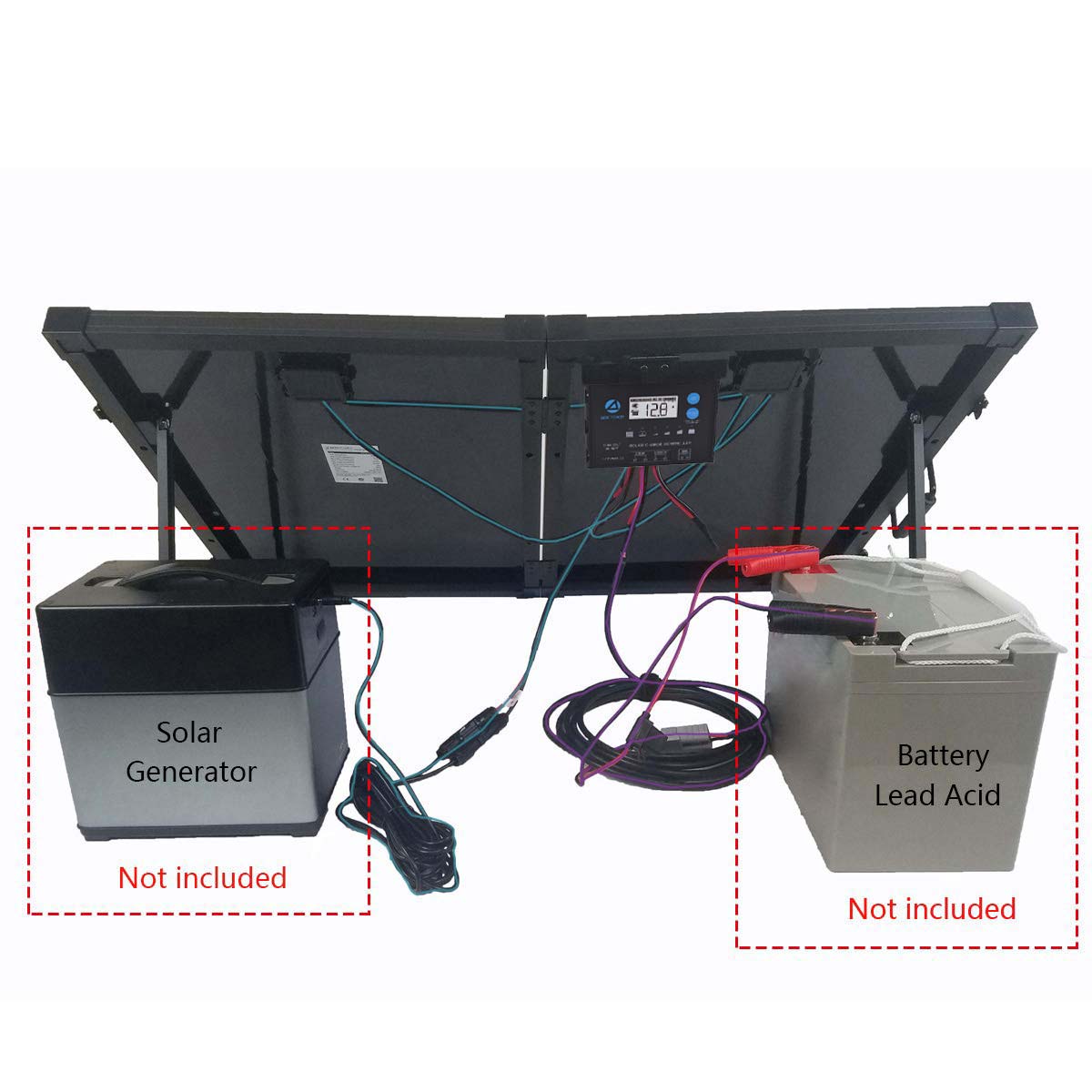 ACOPower 100w 12v Portable Solar Panel kit, Foldable Mono Suitcase, proteusX Waterproof 20A Charge Controller HY-PTK-100WPX20A
