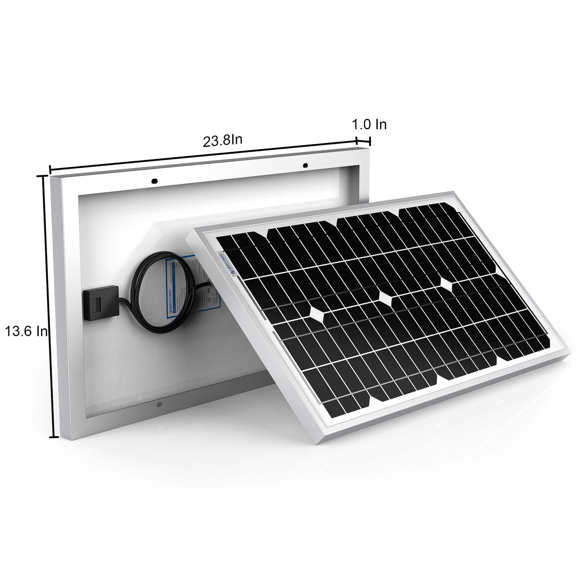 ACOPOWER 30 Watt 12 Volt Monocrystalline Solar Panel HY030-12M