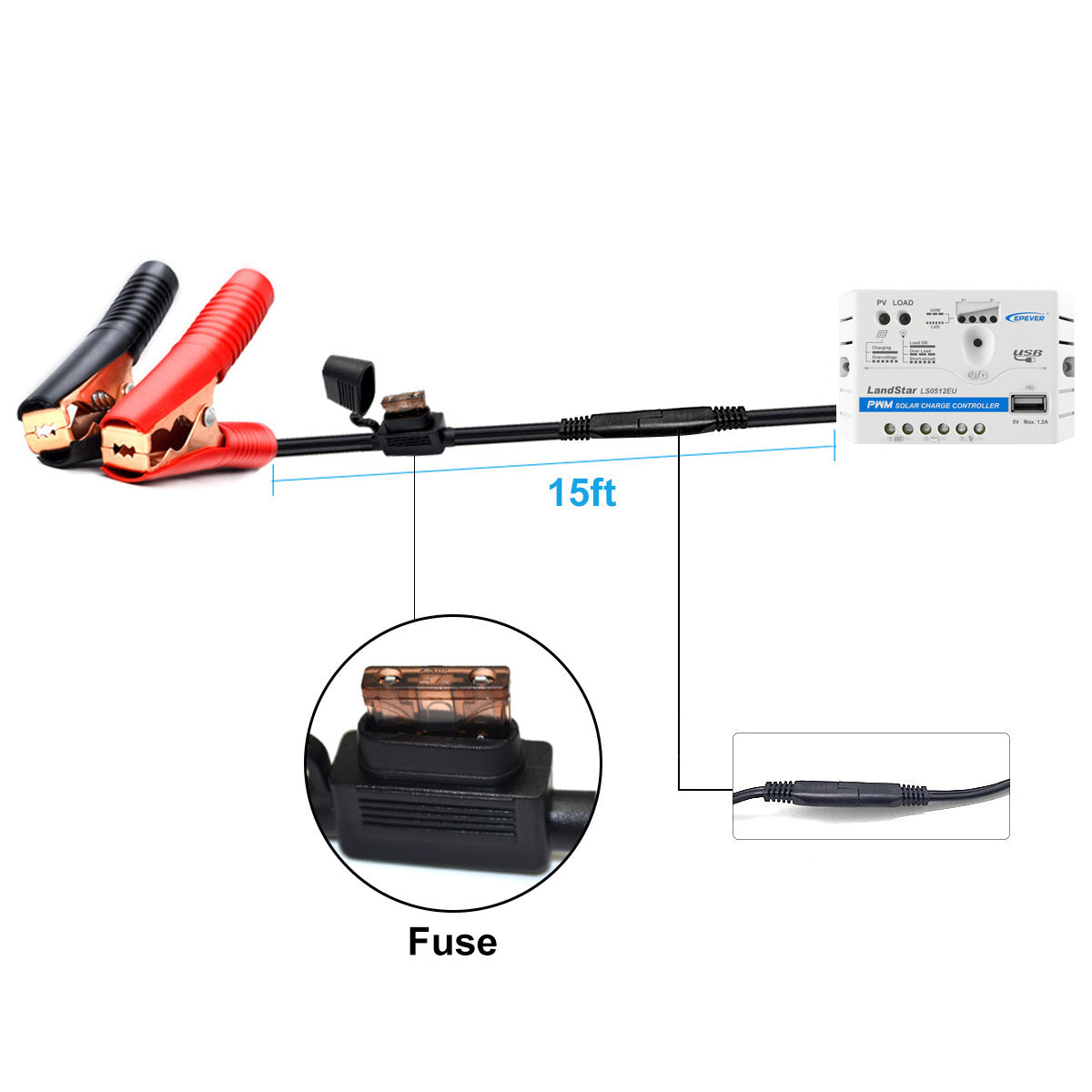 ACOPower 20W 12V Solar Charger Kit, 5A Charge Controller with Alligator Clips 20W+PWM5AwSAE