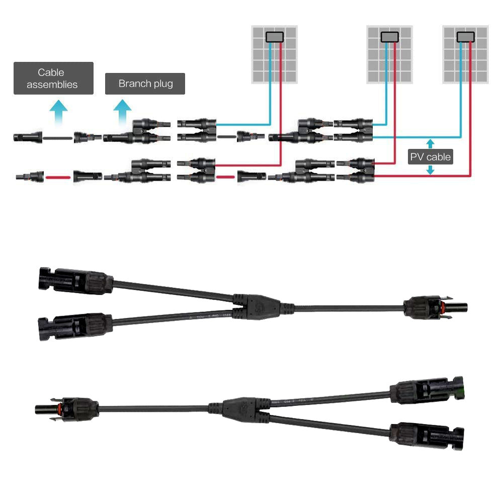 ACOPWER 1 Pair Solar Panel PV T/Y Connectors HY-AS-MC4TY