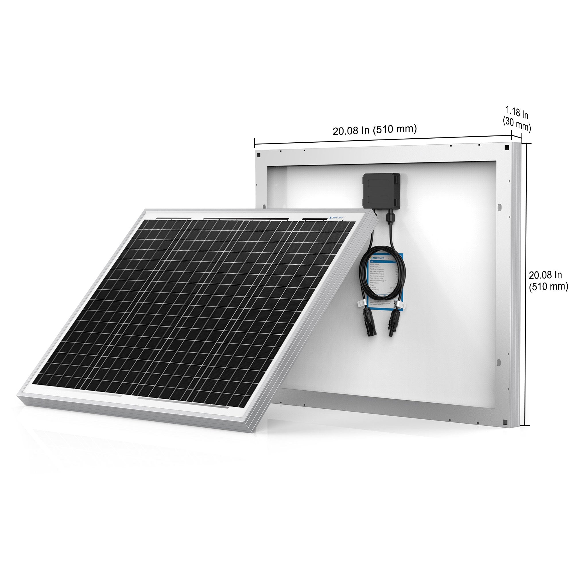 ACOPOWER 50 Watt 12 Volt Monocrystalline Solar Panel HY050-12M
