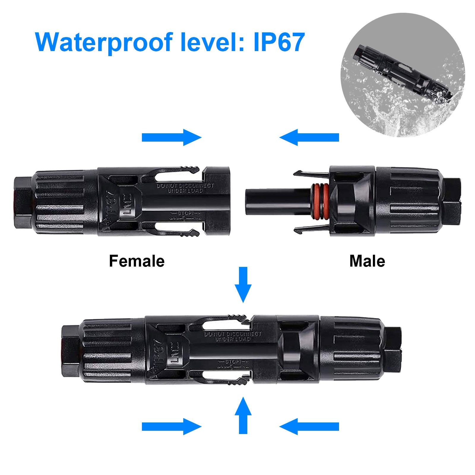 ACOPOWER 1 Pairs Male/Female Solar Connectors HY-AS-MC4