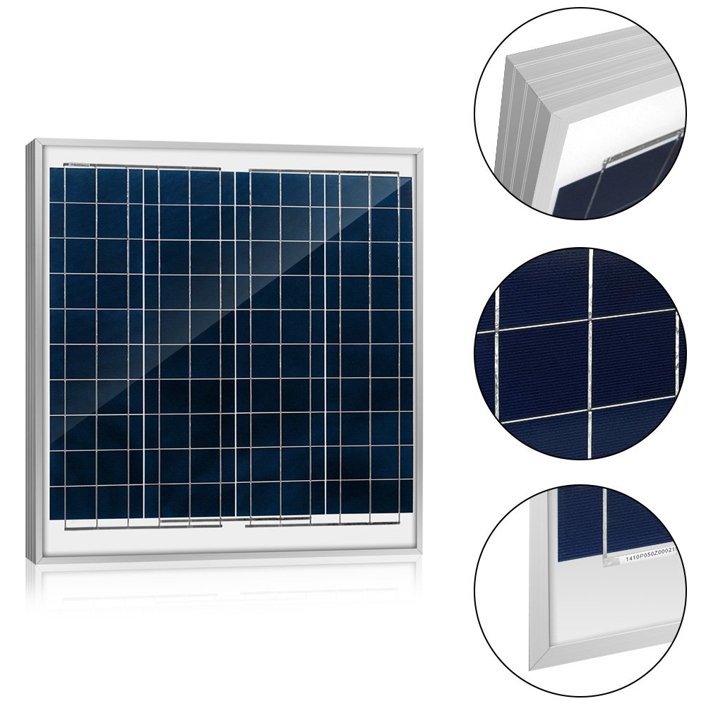 ACOPOWER 60W 12V Solar Charger Kit, 5A Charge Controller with Alligator Clips HY-CKP-60W