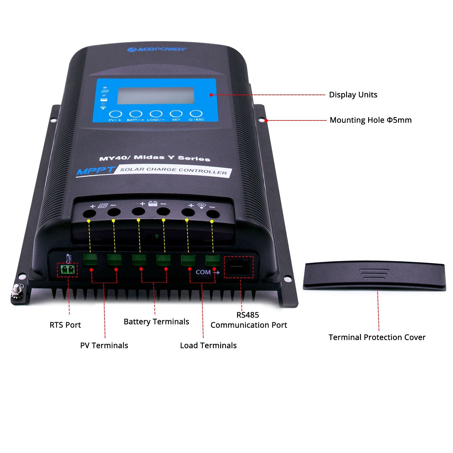 ACOPOWER Midas 40 Amp MPPT Solar Charge Controller HY-MY40