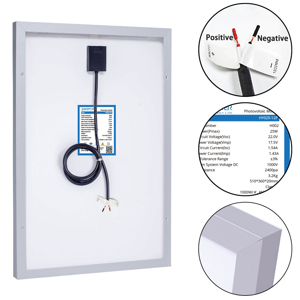 ACOPower 25W Off-grid Solar Kits, 5A charge controller with SAE connector HY-CKP-25W