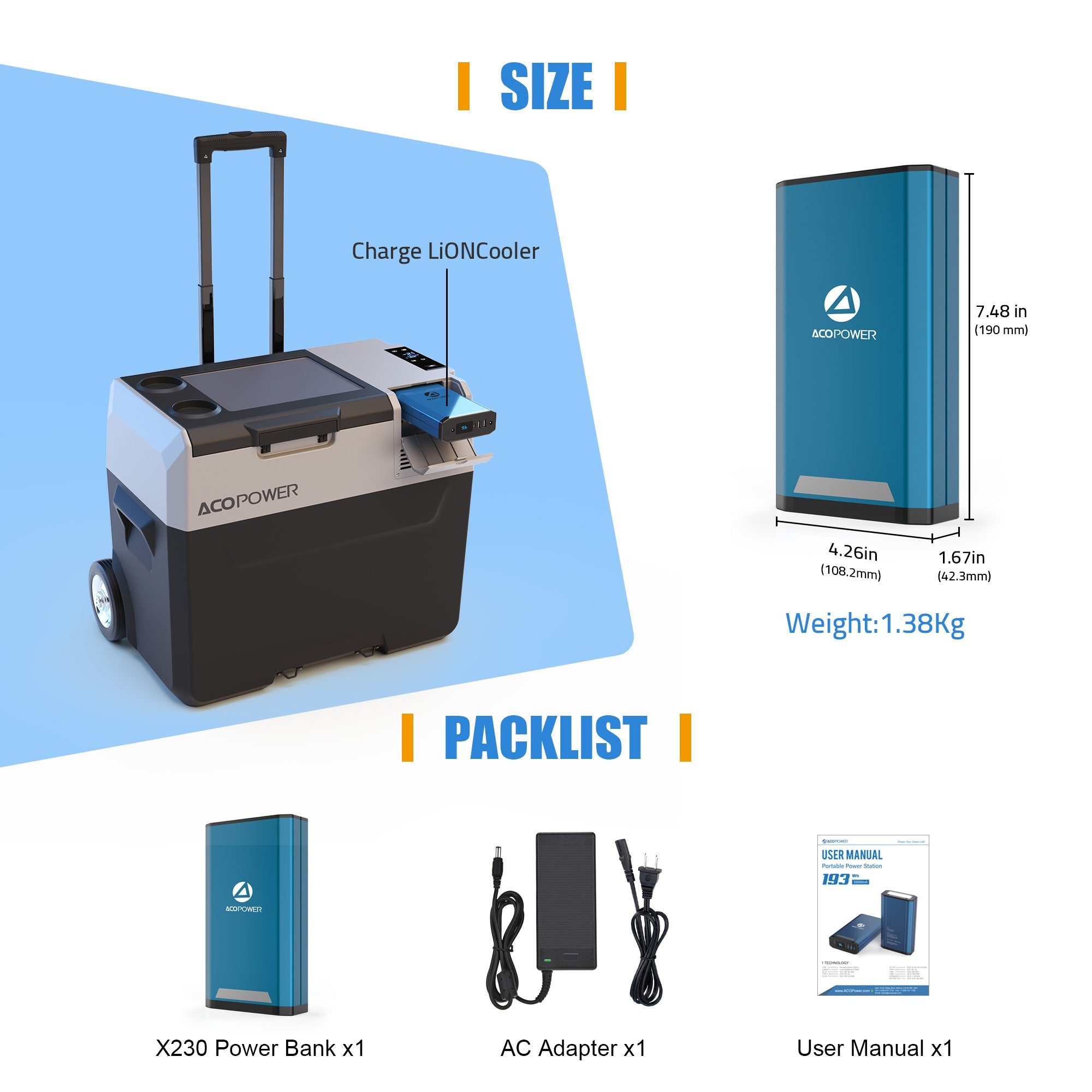 ACOPOWER 193Wh Portable Power Station HY-X230
