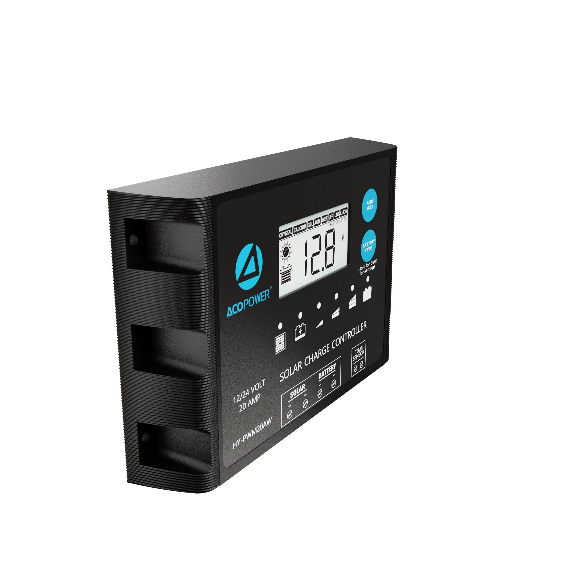 ACO Power ProteusX 20A PWM Charge Controller w/ Alligator Clips & Solar Connector HY-PWM-PX20AK