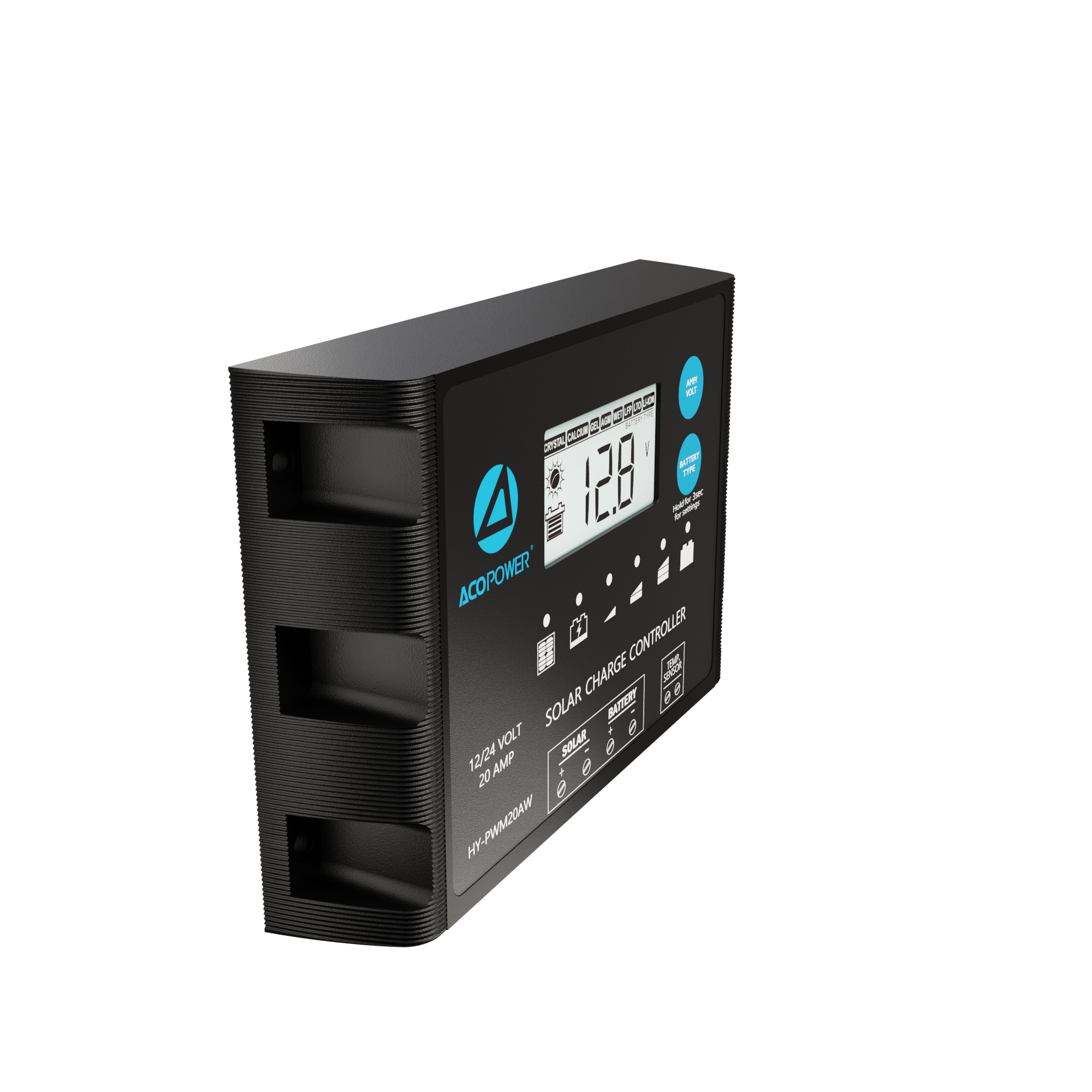 ACO Power ProteusX 20A PWM Charge Controller w/ Alligator Clips & Solar Connector HY-PWM-PX20AK
