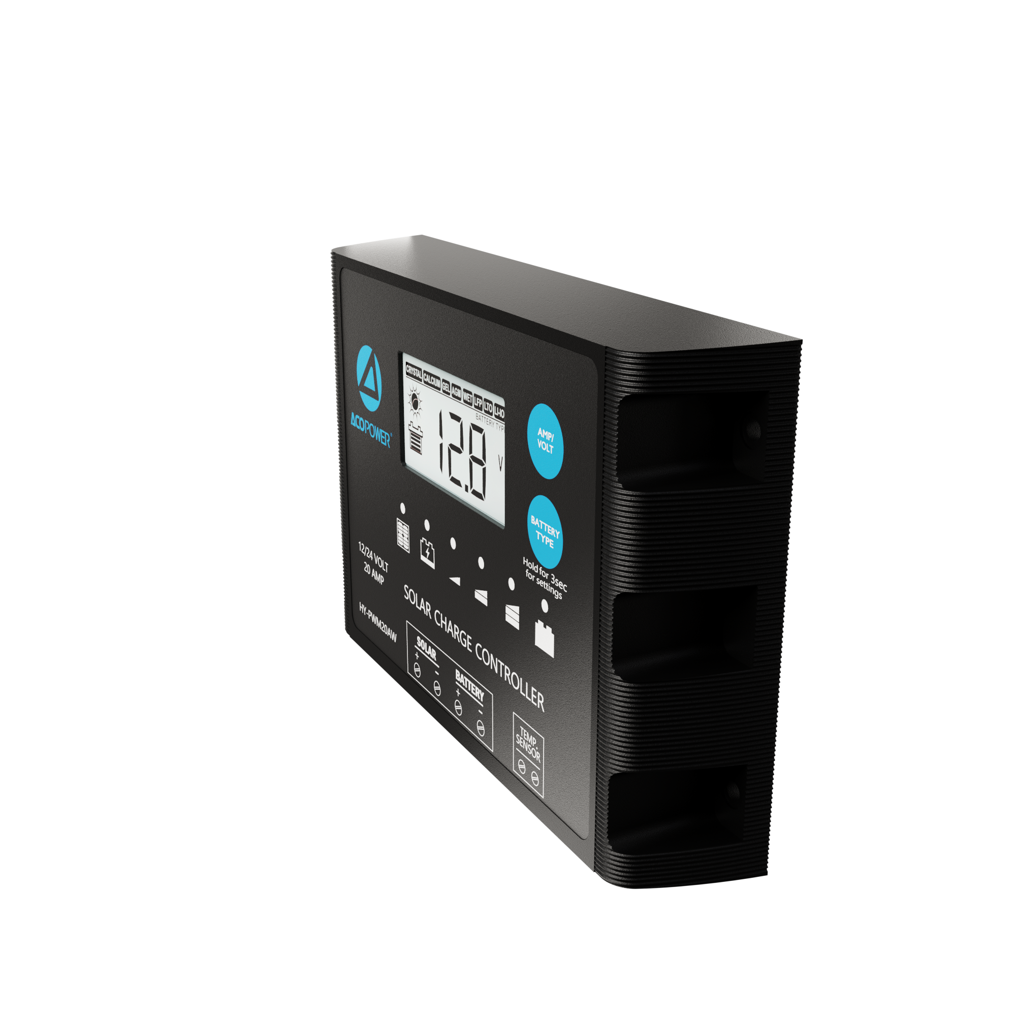 ACO Power ProteusX 20A PWM Charge Controller w/ Alligator Clips & Solar Connector HY-PWM-PX20AK