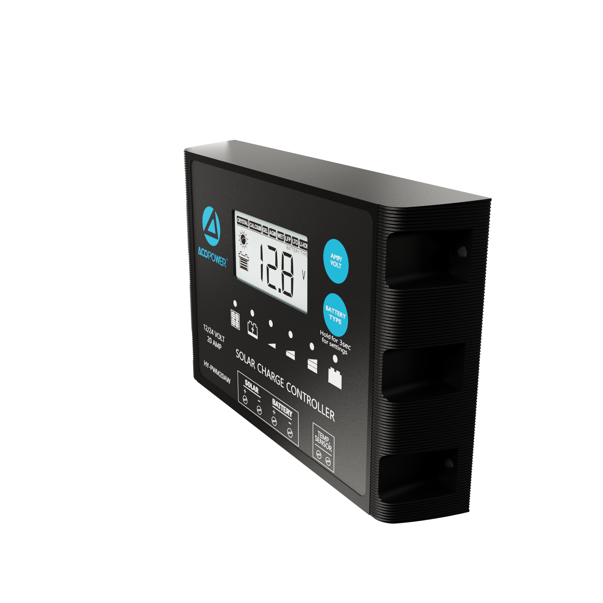 ACO Power ProteusX 20A PWM Charge Controller w/ Alligator Clips & Solar Connector HY-PWM-PX20AK