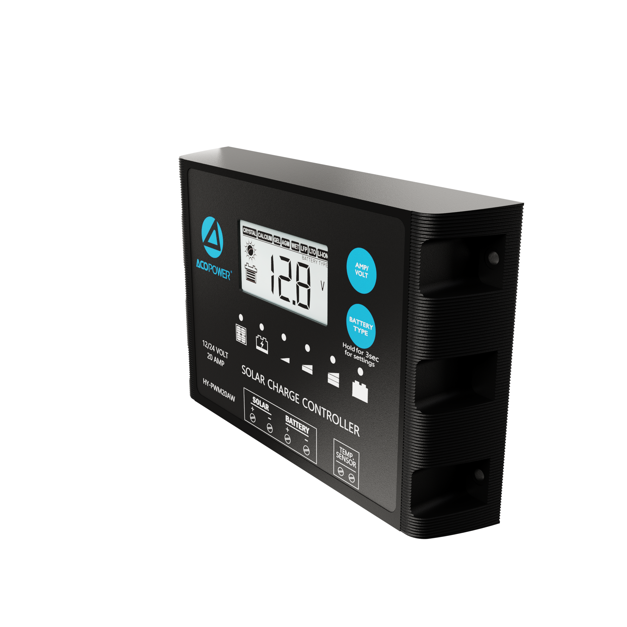 ACO Power ProteusX 20A PWM Charge Controller w/ Alligator Clips & Solar Connector HY-PWM-PX20AK