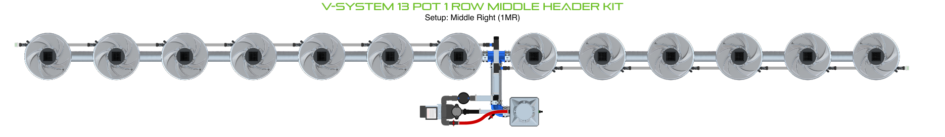 Alien Hydroponics V-SYSTEM 13 Pot 1 Row Kit