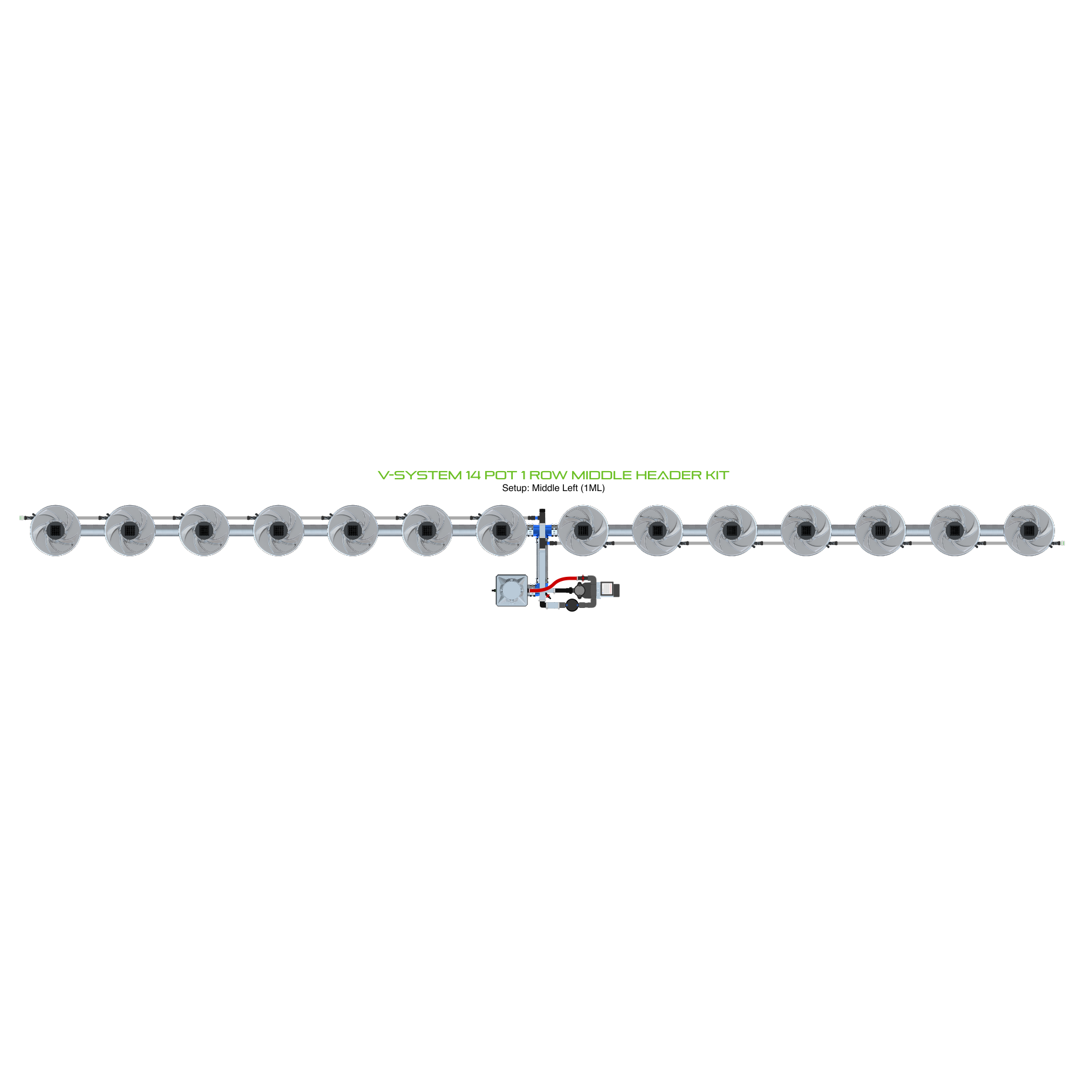 Alien Hydroponics V-SYSTEM 14 Pot 1 Row Kit