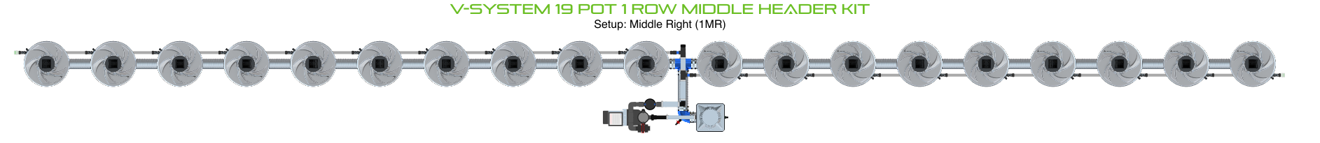 Alien Hydroponics V-SYSTEM 19 Pot 1 Row Kit