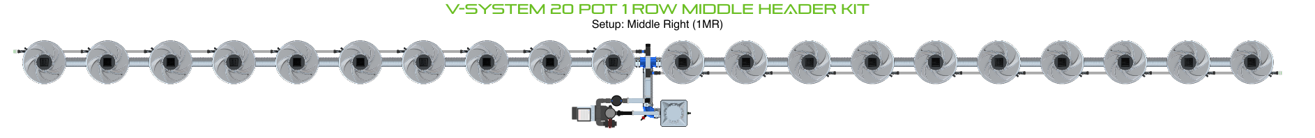 Alien Hydroponics V-SYSTEM 20 Pot 1 Row Kit