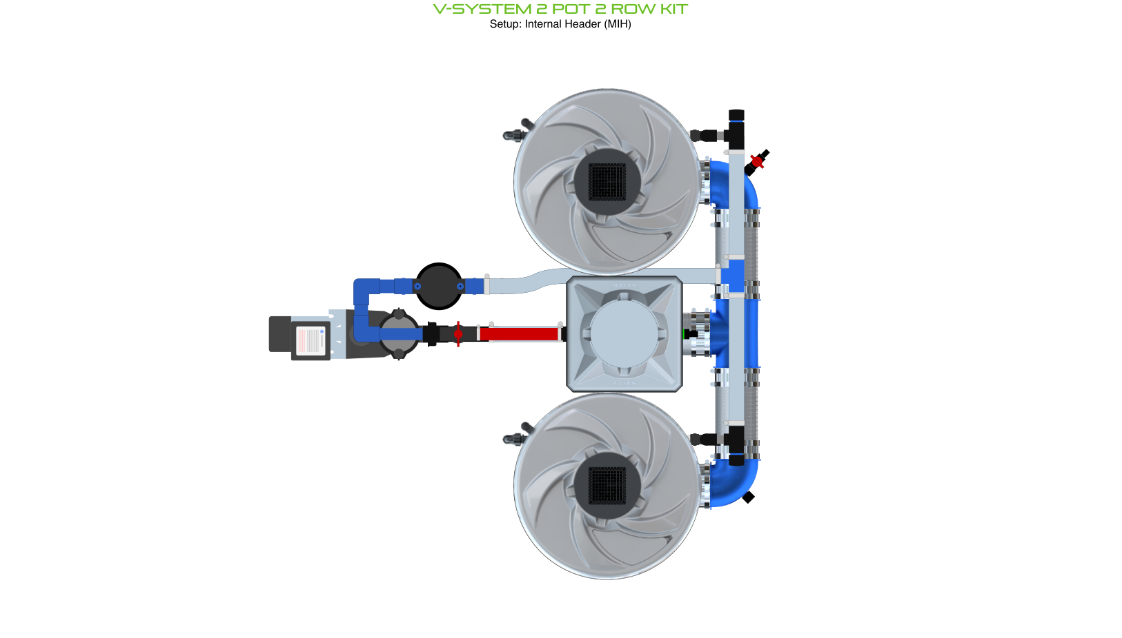 Alien Hydroponics V-SYSTEM 2 Pot 2 Row Kit