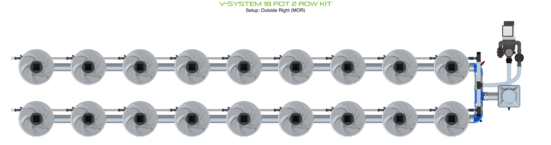 Alien Hydroponics V-SYSTEM 18 Pot 2 Row Kit