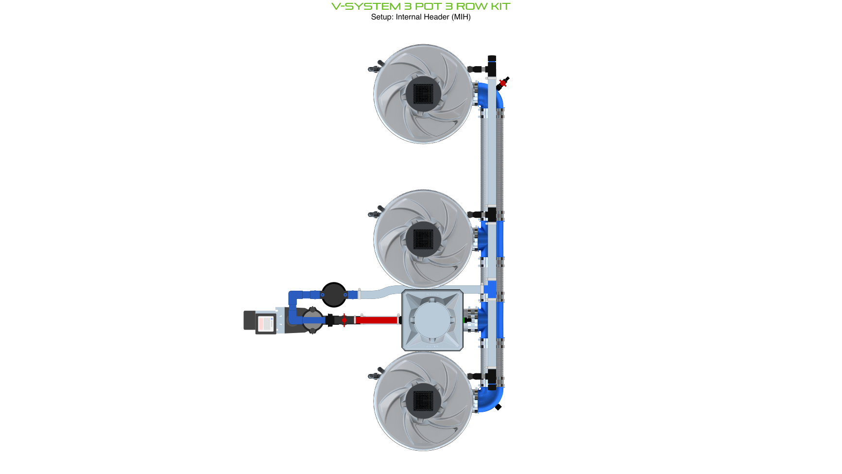 Alien Hydroponics V-SYSTEM 3 Pot 3 Row Kit