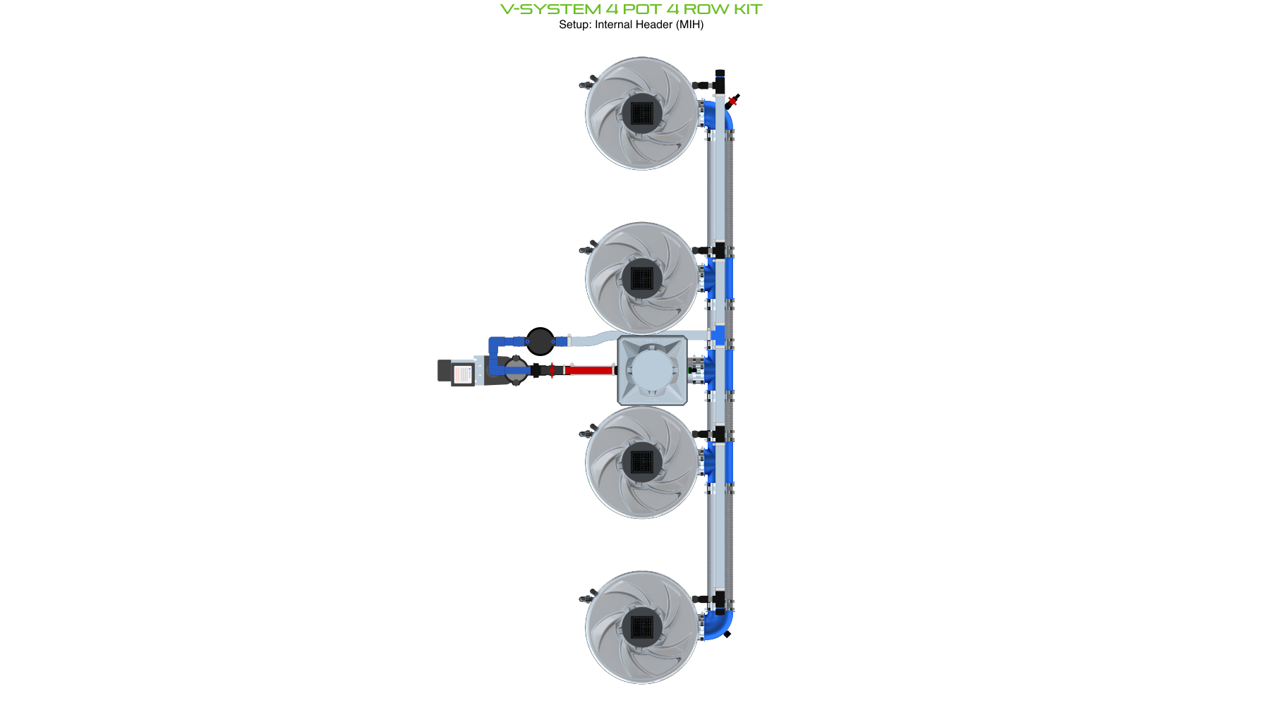 Alien Hydroponics V-SYSTEM 4 Pot 4 Row Kit