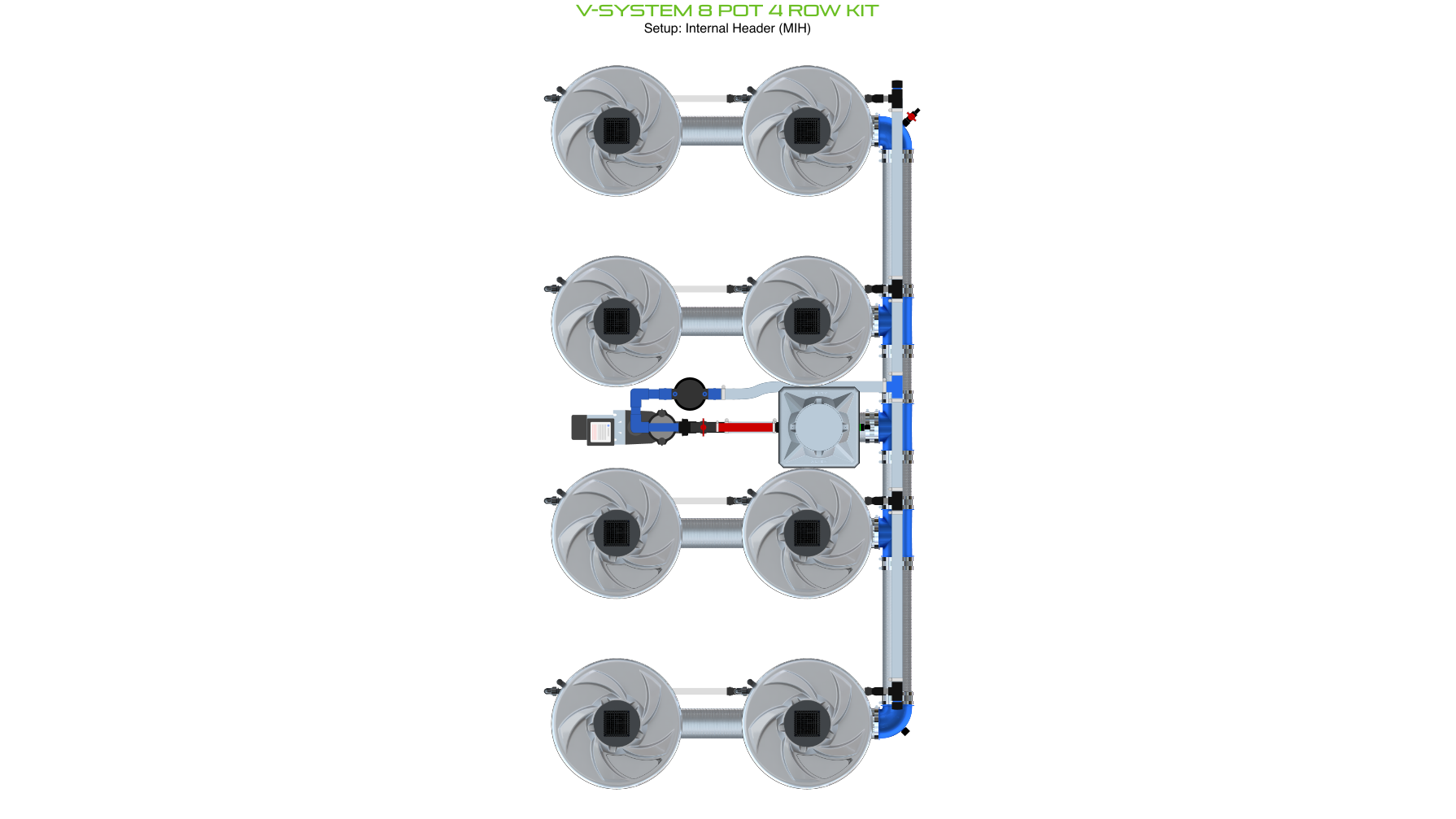 Alien Hydroponics V-SYSTEM 8 Pot 4 Row Kit