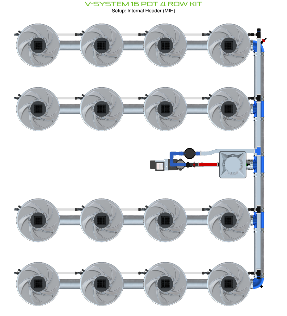 Alien Hydroponics V-SYSTEM 16 Pot 4 Row Kit