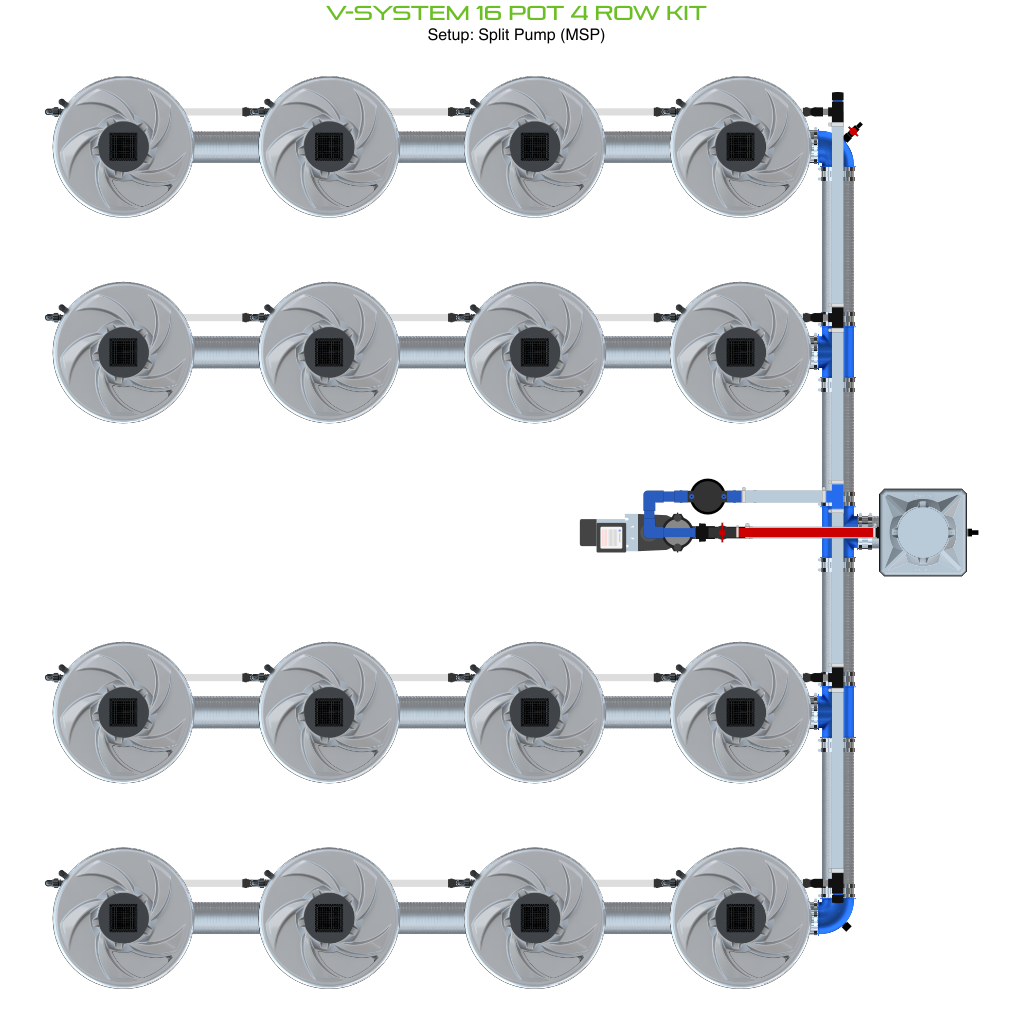 Alien Hydroponics V-SYSTEM 16 Pot 4 Row Kit