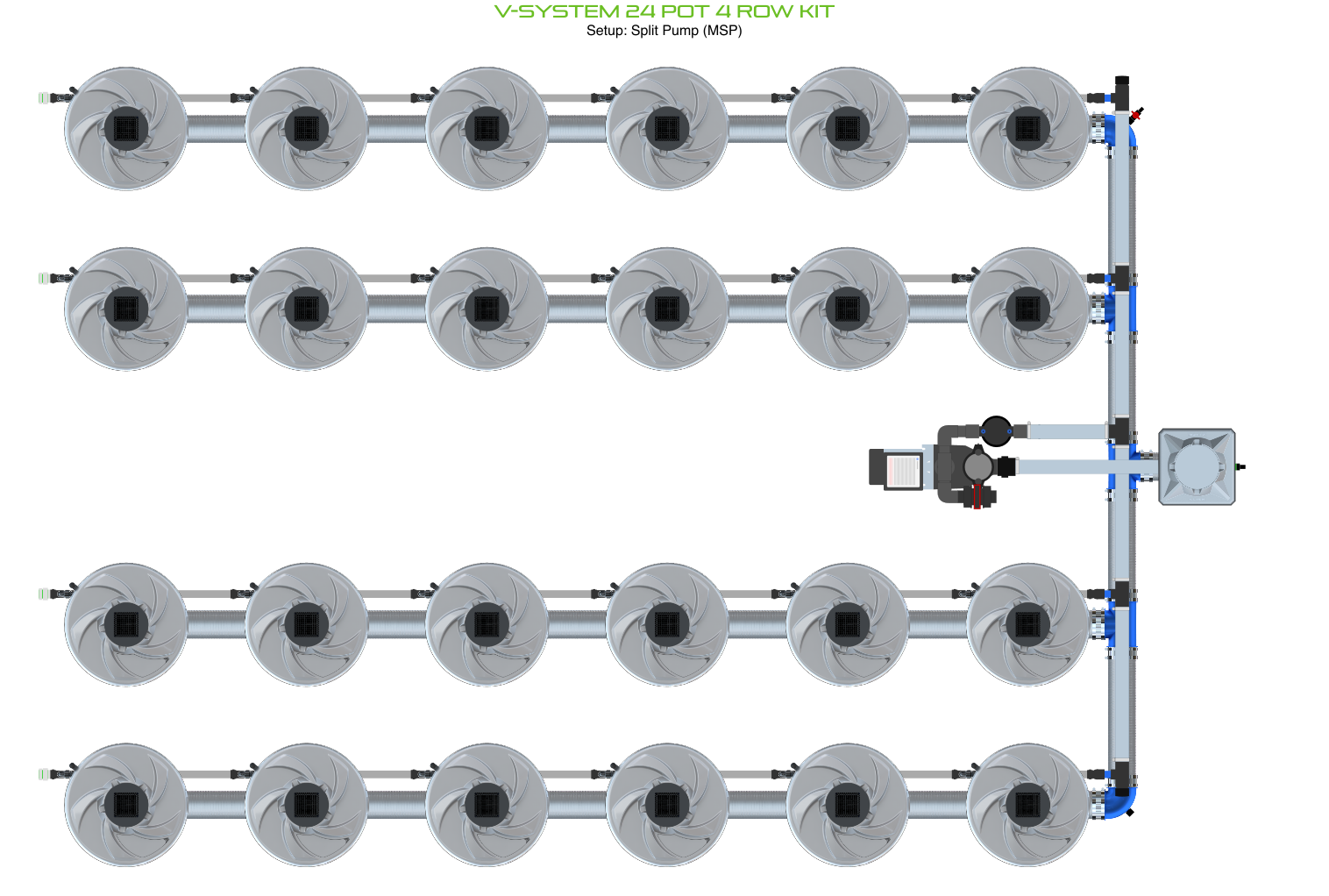 Alien Hydroponics V-SYSTEM 24 Pot 4 Row Kit