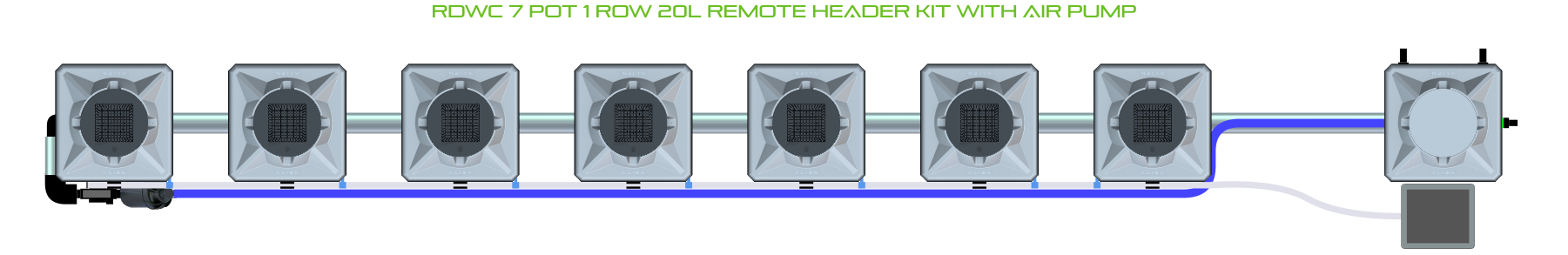 Alien Hydroponics RDWC 7 Pot 1 Row Kit