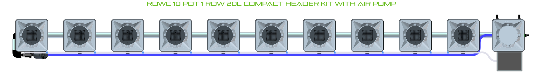 Alien Hydroponics RDWC 10 Pot 1 Row Kit