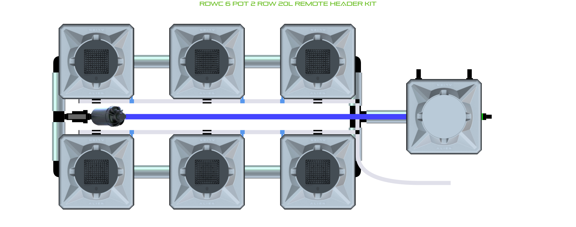 Alien Hydroponics RDWC 6 Pot 2 Row Kit