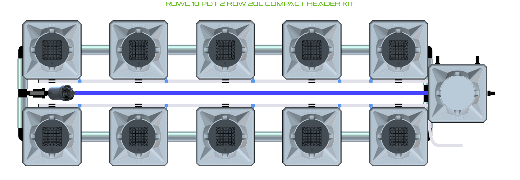 Alien Hydroponics RDWC 10 Pot 2 Row Kit