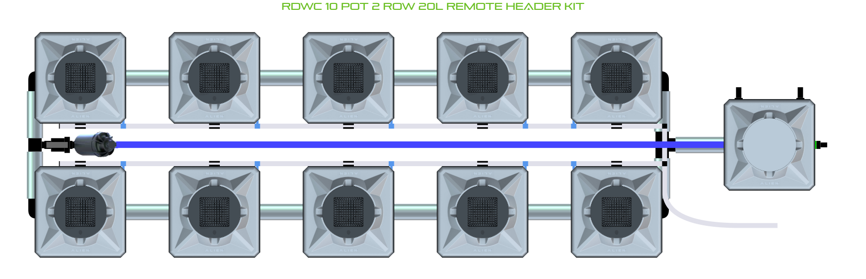 Alien Hydroponics RDWC 10 Pot 2 Row Kit