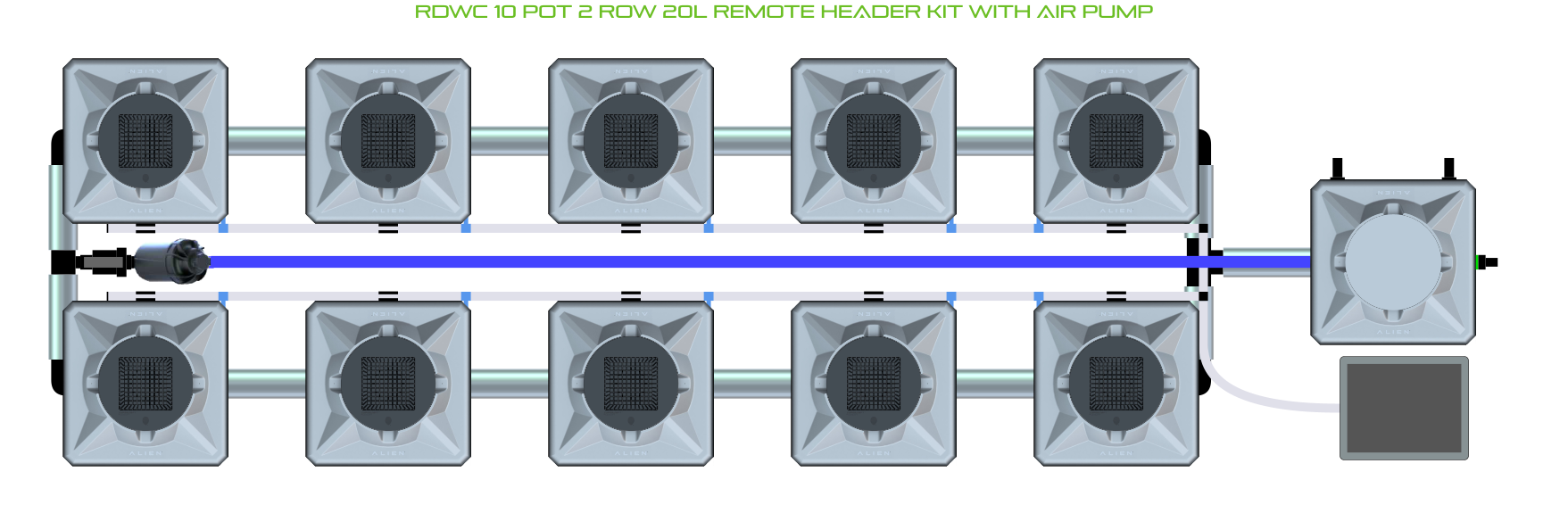 Alien Hydroponics RDWC 10 Pot 2 Row Kit