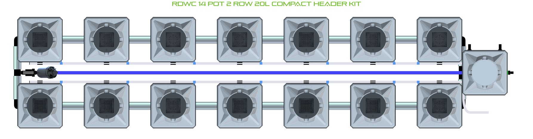 Alien Hydroponics RDWC 14 Pot 2 Row Kit