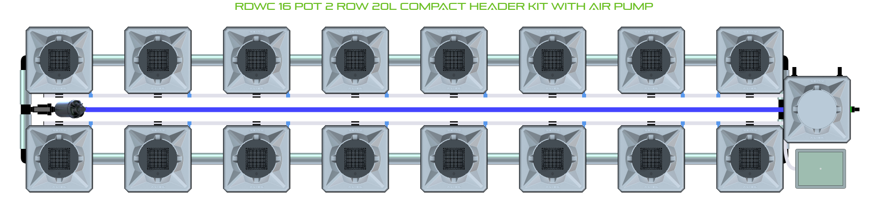 Alien Hydroponics RDWC 16 Pot 2 Row Kit