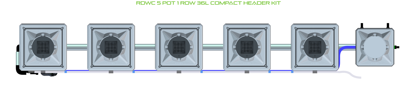 Alien Hydroponics RDWC 5 Pot 1 Row Kit
